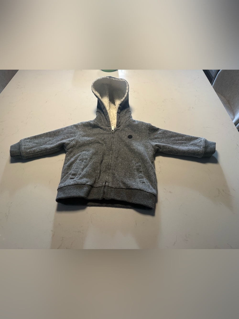 Mayoral Baby Hooded Jacket Gray & White Size 6M